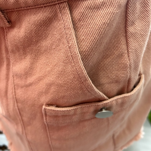 VERY J JUNIOR PINK DENIM SKIRT WITH FRIDGE BOTTOM DBL FRONT POCKET - Picture 8 of 12